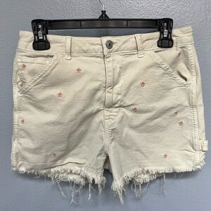 American Eagle 90’s Highest‎ Rise Boyfriend Cut Off Shorts Floral Embroidered